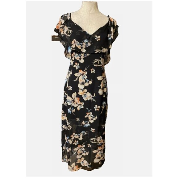Jeans by Buffalo size XL floral lightweight off the shoulder flowy maxi EUC - Picture 1 of 5